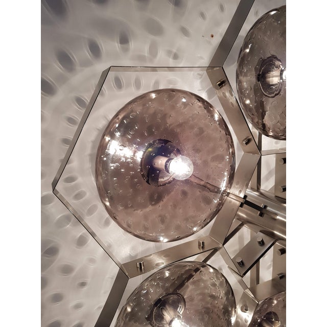 21st Century Hive Satin Nickel Smoky Bubbles Murano Flush Mount by Fabio LTD For Sale - Image 6 of 7