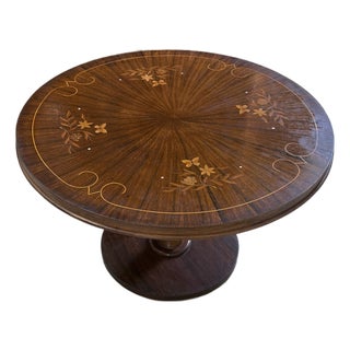 1940s French Art Deco Round ''Sunburst'' Mother of Pearl Inlay Table For Sale