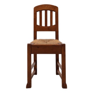 Early Art Deco Oak & Wicker Dining Chairs, Belgium, 1915, Set of 4 For Sale