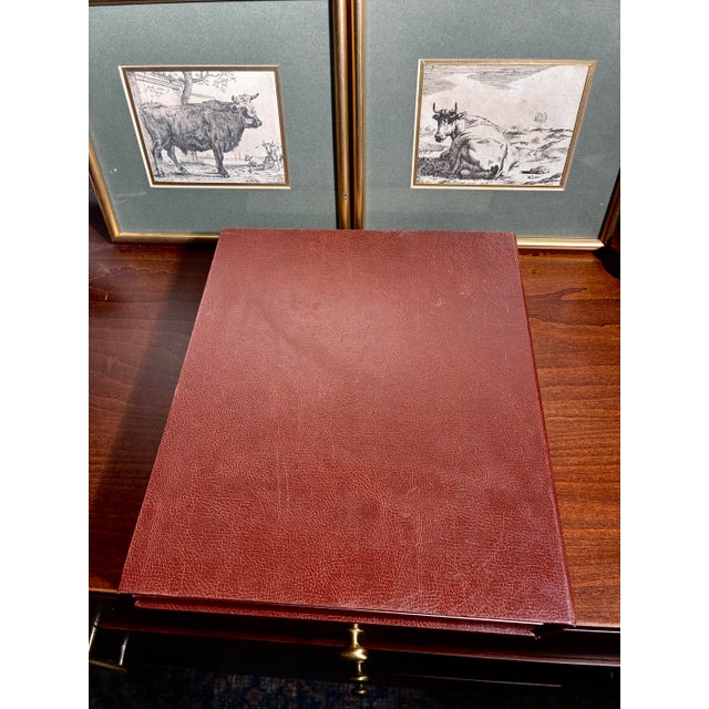 A striking vintage leather-bound Perillo art volume with oversized presentation format and richly textured saddle-brown...