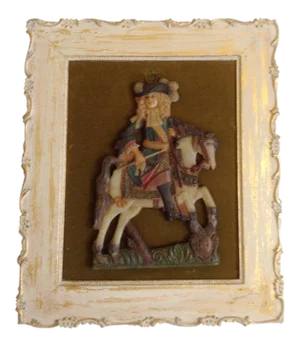 18th Century Antique French Wax Gentleman on Horse Portrait
