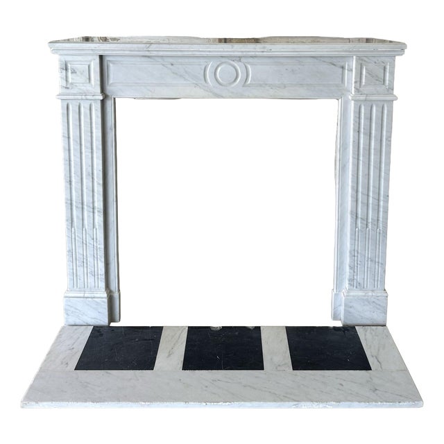Small Carrara Marble Fireplace, 1900s For Sale