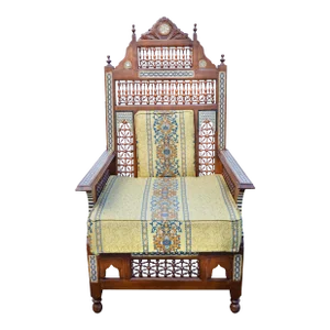 Early 20th-Century Moorish-Patterned Mother-Of-Pearl Armchair