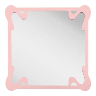 Fleur Home Carnival St. Roch Square Mirror in Authentic Pink, 24x24 For Sale