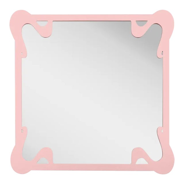 Fleur Home Carnival St. Roch Square Mirror in Authentic Pink, 24x24 For Sale