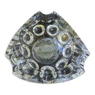 Heavy Mid Century Crystal Catchall Ashtray For Sale