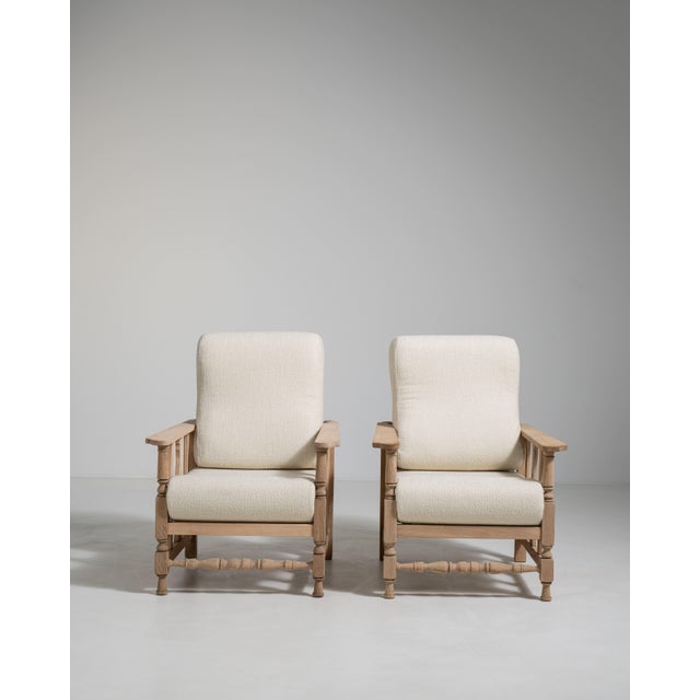 Pair of French Oak Reclining Armchairs with Bouclé Upholstery, Antique, France, Circa 1940 For Sale - Image 9 of 17