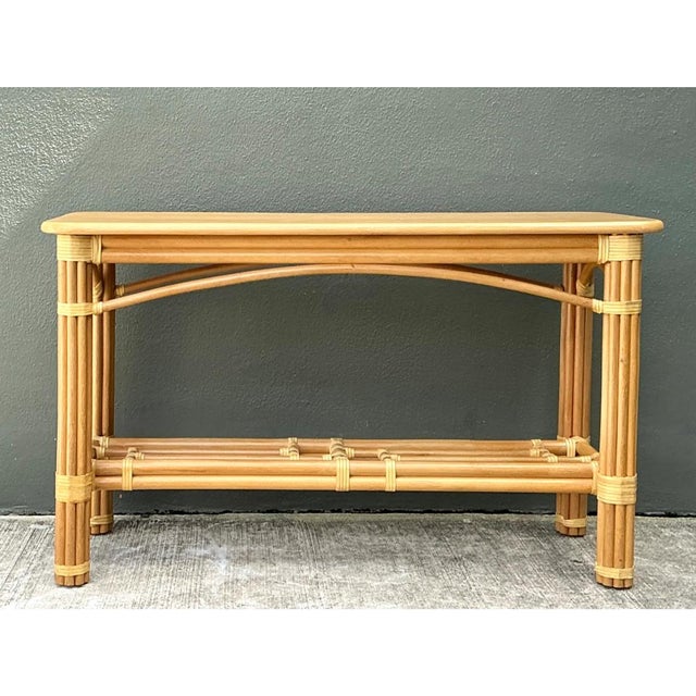 Vintage Rattan Console Table For Sale - Image 4 of 12