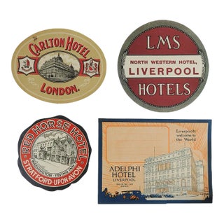Vintage Collection English Luggage Labels - Set of 4 For Sale