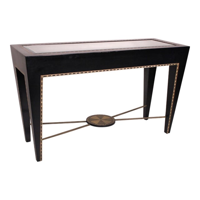 Contemporary Style Black Lacquer Console Table For Sale