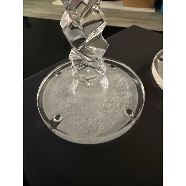 2000 - 2009 Pair of Orrefors Carat Clear Candlestick by Lena Bergstrom Pair NWT in Box For Sale - Image 5 of 8