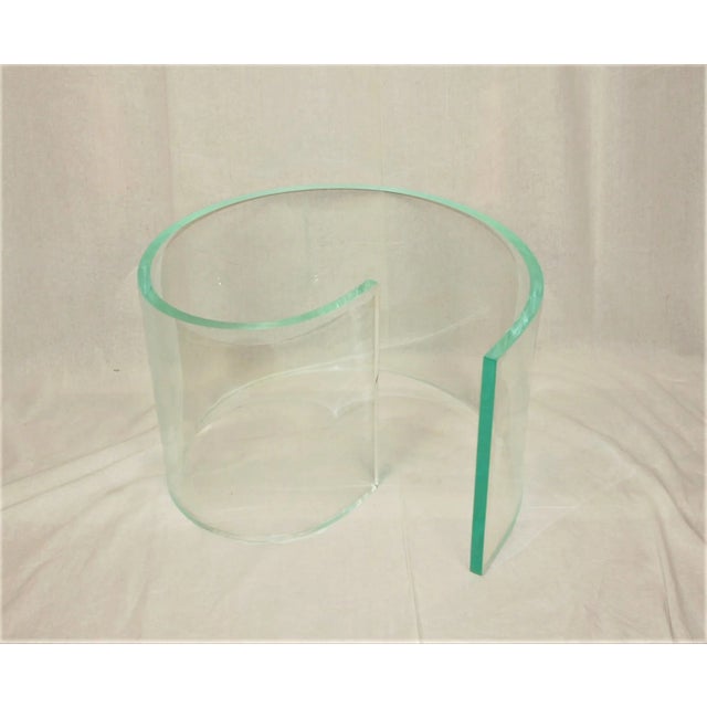 Glass Lucite Abstract Design Coffee Table Oval Glass For Sale - Image 7 of 7