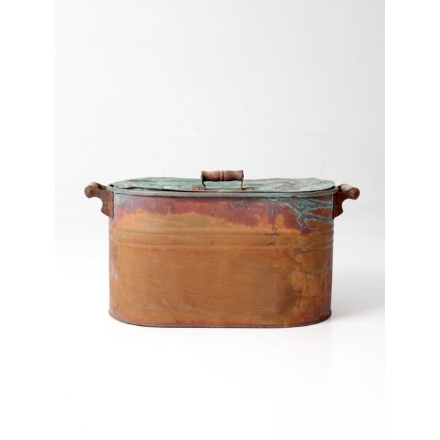 Antique Copper Wash Boiler With Lid For Sale - Image 14 of 17