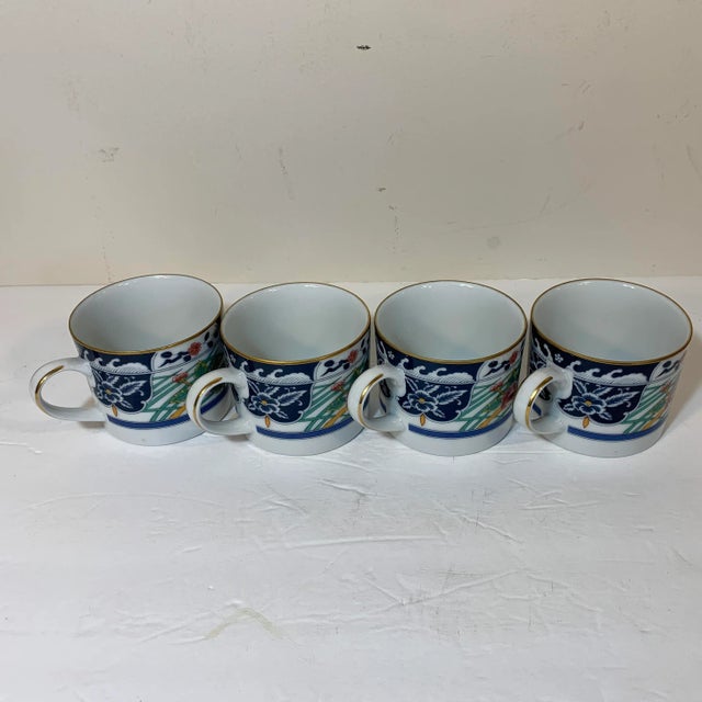 Gumps 1990s Gumps Asian Design Porcelain Mugs - Set of 4 For Sale - Image 4 of 10