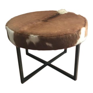 Circular Upholstered Cowhide Bench For Sale