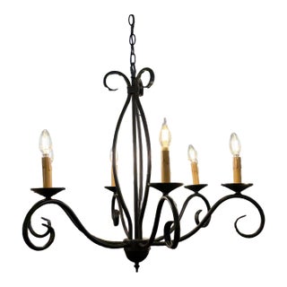 Scrolling Iron Chandelier For Sale