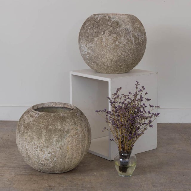 Incredible cast concrete ball planter made in France, 1960s. Vintage piece with great modern form in the style of Willy...