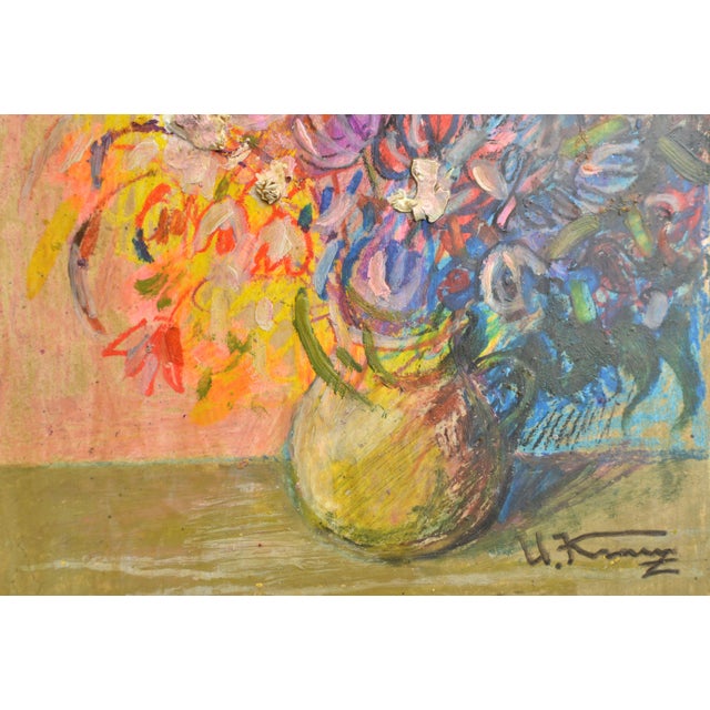 Uldis Krauze, Flowers in a Vase, 2020, Oil Painting on Board For Sale - Image 6 of 7