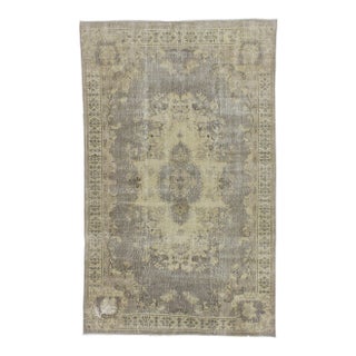 1920s Mid-Century Modern Turkish Oushak Distressed Gray Wool Rug For Sale