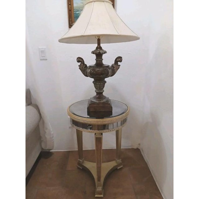 Metal 1940s Edwardian Carved Urn Lamp Brown Bronzed Renaissance Avant-Garde W Shade For Sale - Image 7 of 14