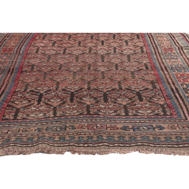 Early 20th Century Antique Persian Kurdish Rug 04’03 X 08’00 For Sale - Image 4 of 9