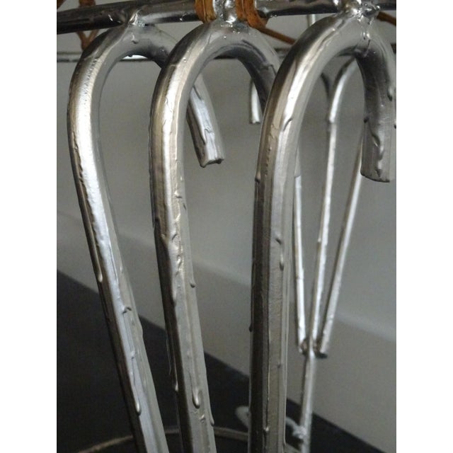 1950s Vintage Rococo Silvered and Cane Reed Oval Console Table For Sale - Image 5 of 13