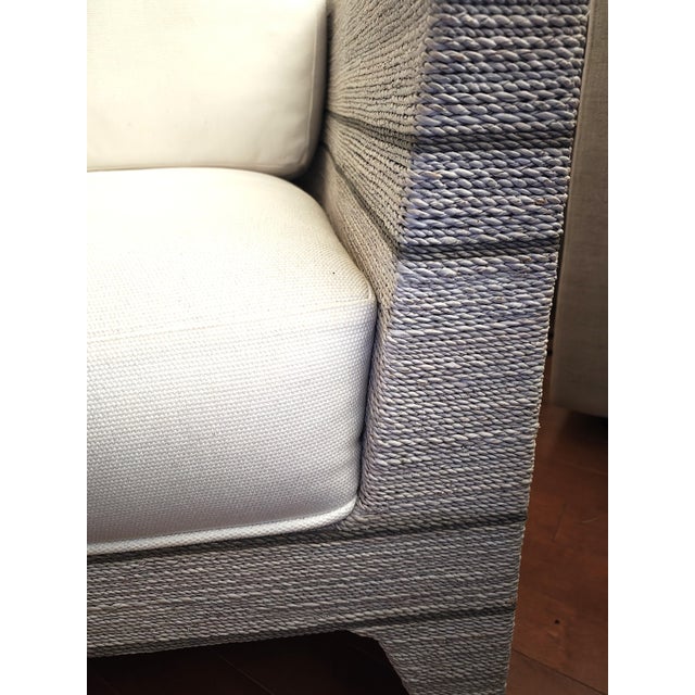 Palecek Otto Coastal White Performance Whitewash Woven Striped Rope Occasional Chair For Sale In New York - Image 6 of 9