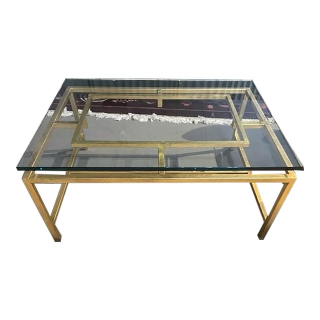 Kravet Brass and Glass Cocktail Table For Sale