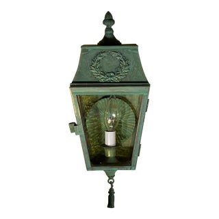 Single Vintage Neoclassical Solid Brass Wall Lantern For Sale