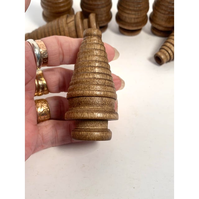 1980's Small Wooden Bobbins Spools Set of Eight For Sale In Louisville - Image 6 of 9