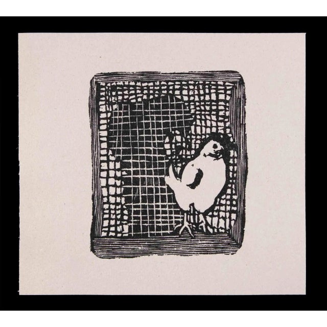 The Hen is an original Linocut Print realized by Mino Maccari in 1951. Very Good condition. No Signature. Mino Maccari...