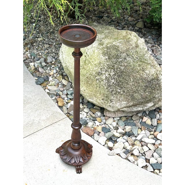 Antique, Turned Mahogany Display/Plant/Candle Stand, W/Carved Leaf Base and Clawed Feet, Circa 1890s For Sale - Image 10 of 12