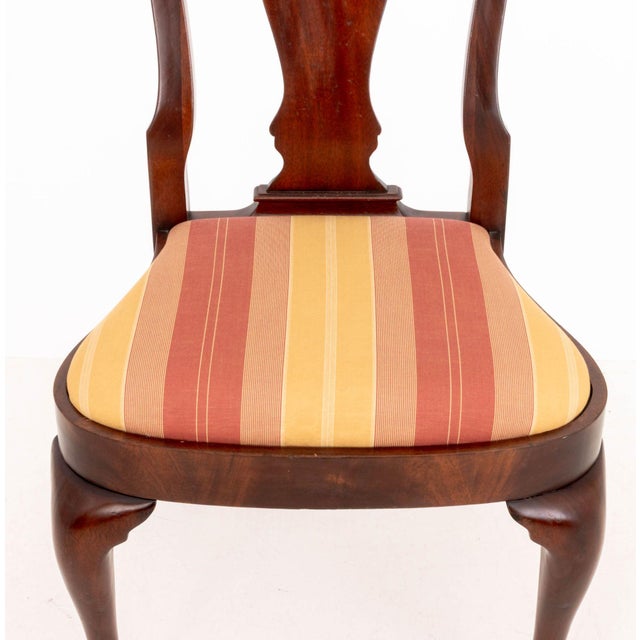 Brown Pair of Queen Anne Style Flame Mahogany Side Chairs For Sale - Image 8 of 8