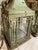 Pair of Vintage Metal Chinoiserie Pagoda-Style Hanging Lanterns With Weathered Sage Green Finish For Sale - Image 11 of 12