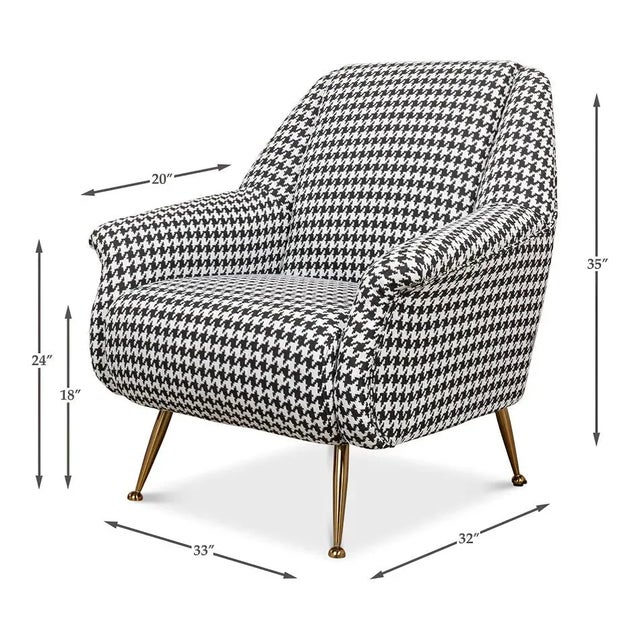Black Mid Century Style Houndstooth Armchair For Sale - Image 8 of 9