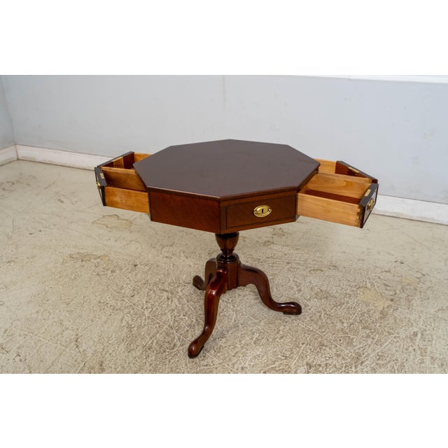 Wood Kindel Octagonal Revolving Top Winterthur Table For Sale - Image 7 of 18