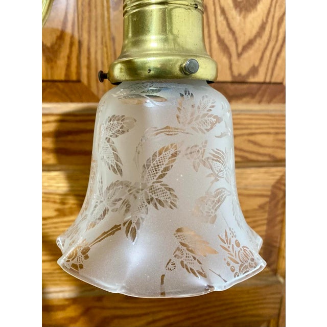 Antique 1930s Pan Light Art Nouveau Brass 3 Arm Chandelier Light Fixture For Sale In Pittsburgh - Image 6 of 7