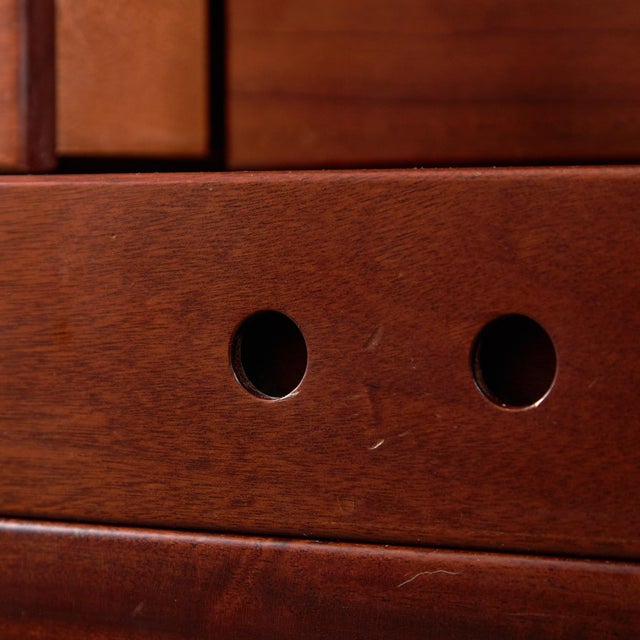 Circular Handles Six Drawer Walnut Sideboard, 1980s For Sale - Image 10 of 17