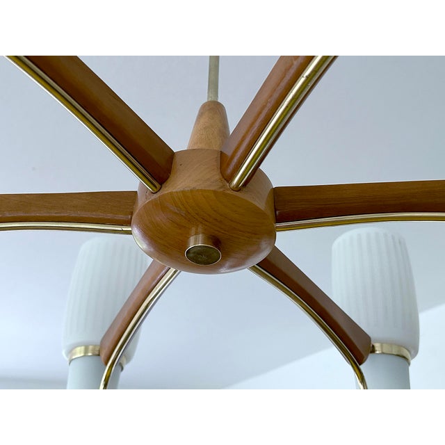Large Pendant Light in Glass and Teak from Temde, 1960s For Sale - Image 13 of 18