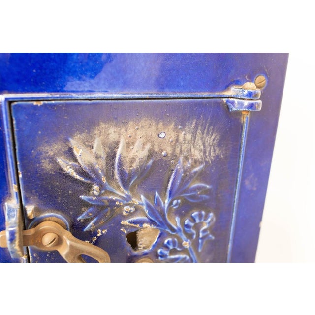 Small French Art Deco Blue Enamelled Coal Stove, 1890s For Sale - Image 6 of 10