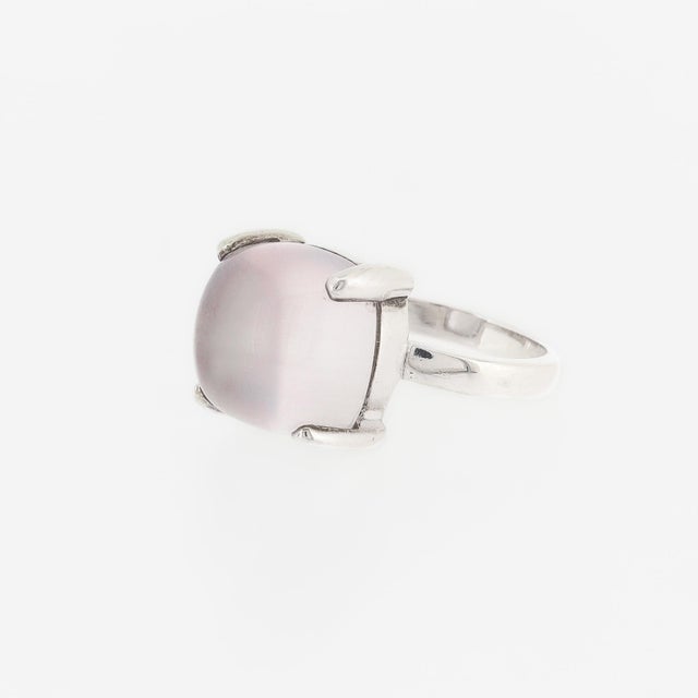 Late 20th Century Large Paloma Picasso Tiffany Sterling Silver & Rose Quartz Sugar Stacks Ring For Sale - Image 5 of 12