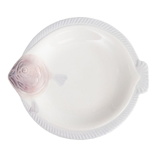 Art Deco French Longwy Majolica Fish Plate, Circa 1930 For Sale