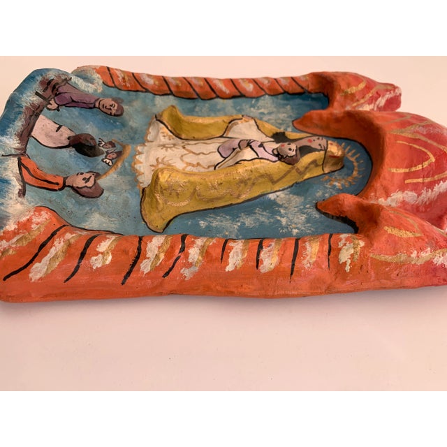 Orange Vintage Our Lady of Charity Paper Maché Wall Plaque For Sale - Image 8 of 9