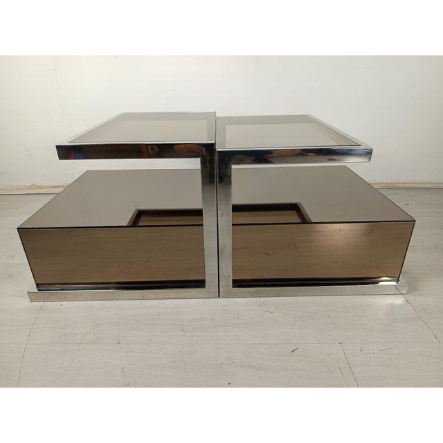 Vintage Chrome Mirrored Bedside Tables by Michel Pigneres, 1970s, Set of 2 For Sale - Image 13 of 18