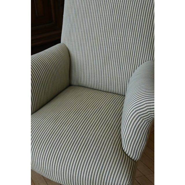 1930's French Upholstered Striped Lounge Chairs For Sale - Image 9 of 16