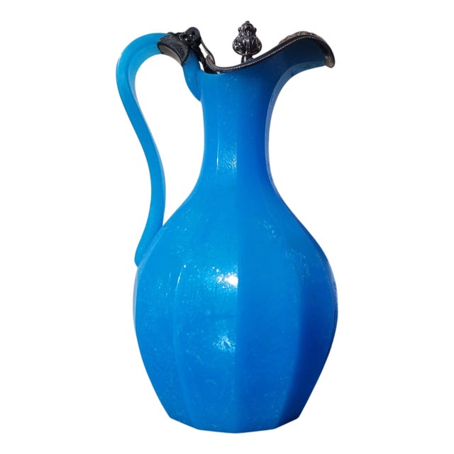 Mid-19th Century Blue Glass Paste Pitcher For Sale
