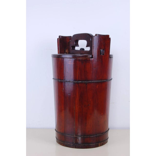 Brown Bucket with Wooden Lid, 1940s For Sale - Image 8 of 15