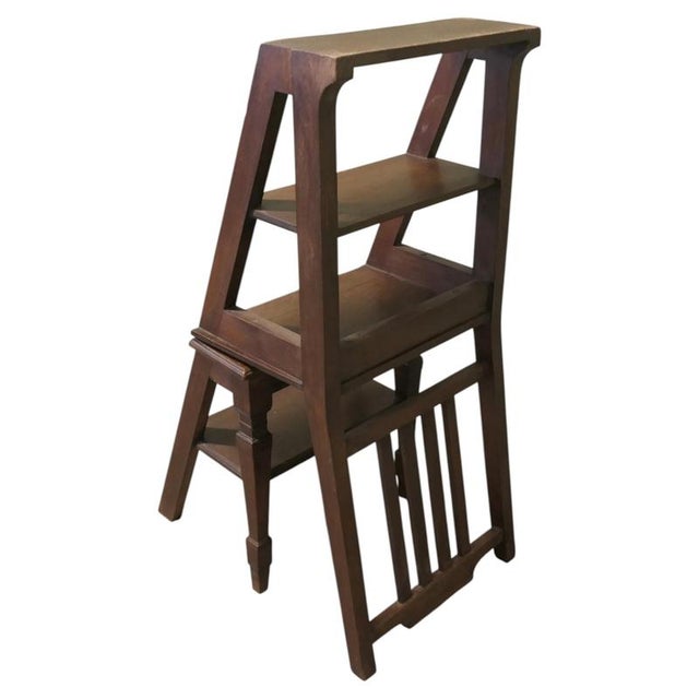 Gold Edwardian Metamorphic Library Steps, 1900 For Sale - Image 8 of 8