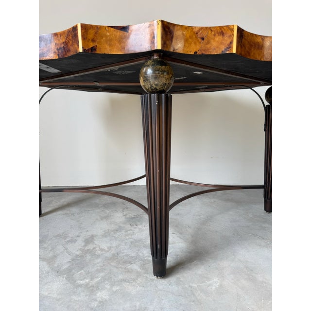 Brown 1980’s Vintage Maitland Smith - Style Coastal Tessellated Coconut Shell Top Sculptural DiningAAA Table For Sale - Image 8 of 12