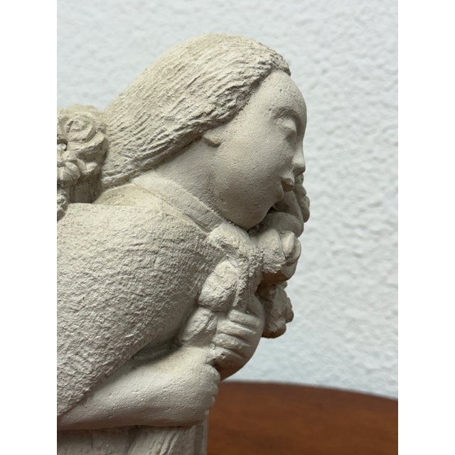 Ivory Flower Bearer Figural Sculpture, Vintage For Sale - Image 8 of 12